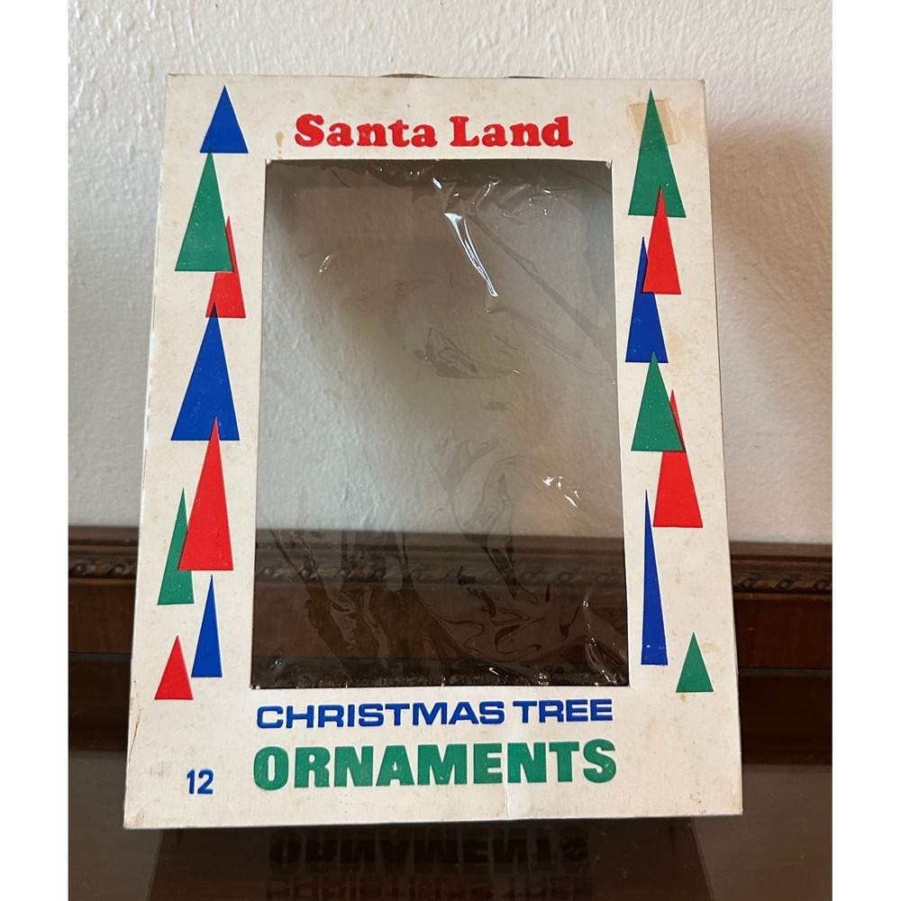 Vintage Santa Land Christmas Tree Ornament Box Lid ONLY Holiday Decor